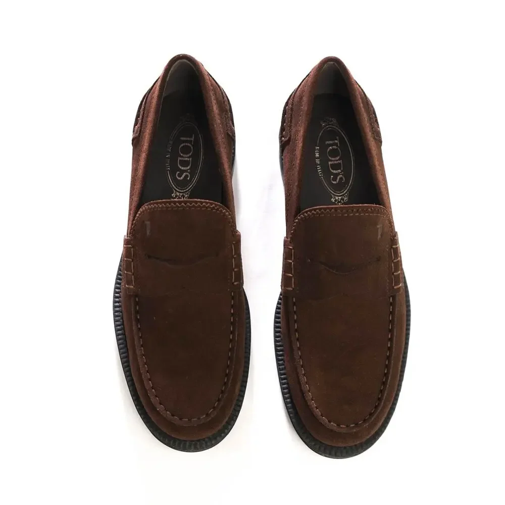 $875 TOD'S - Boston Brown Suede Penny Loafers - US 8 (7UK)